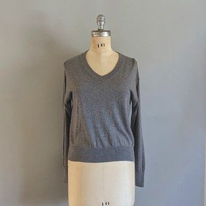 Frank and Oak Slouchy V-Neck Pullover Sweater Women's XS Gray Grey